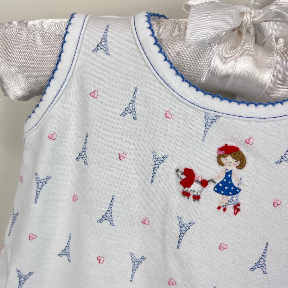 Magnolia Baby Ruffle Bubble Romper & Sun Hat Paris Print 6 Months - Picture 4 of 10